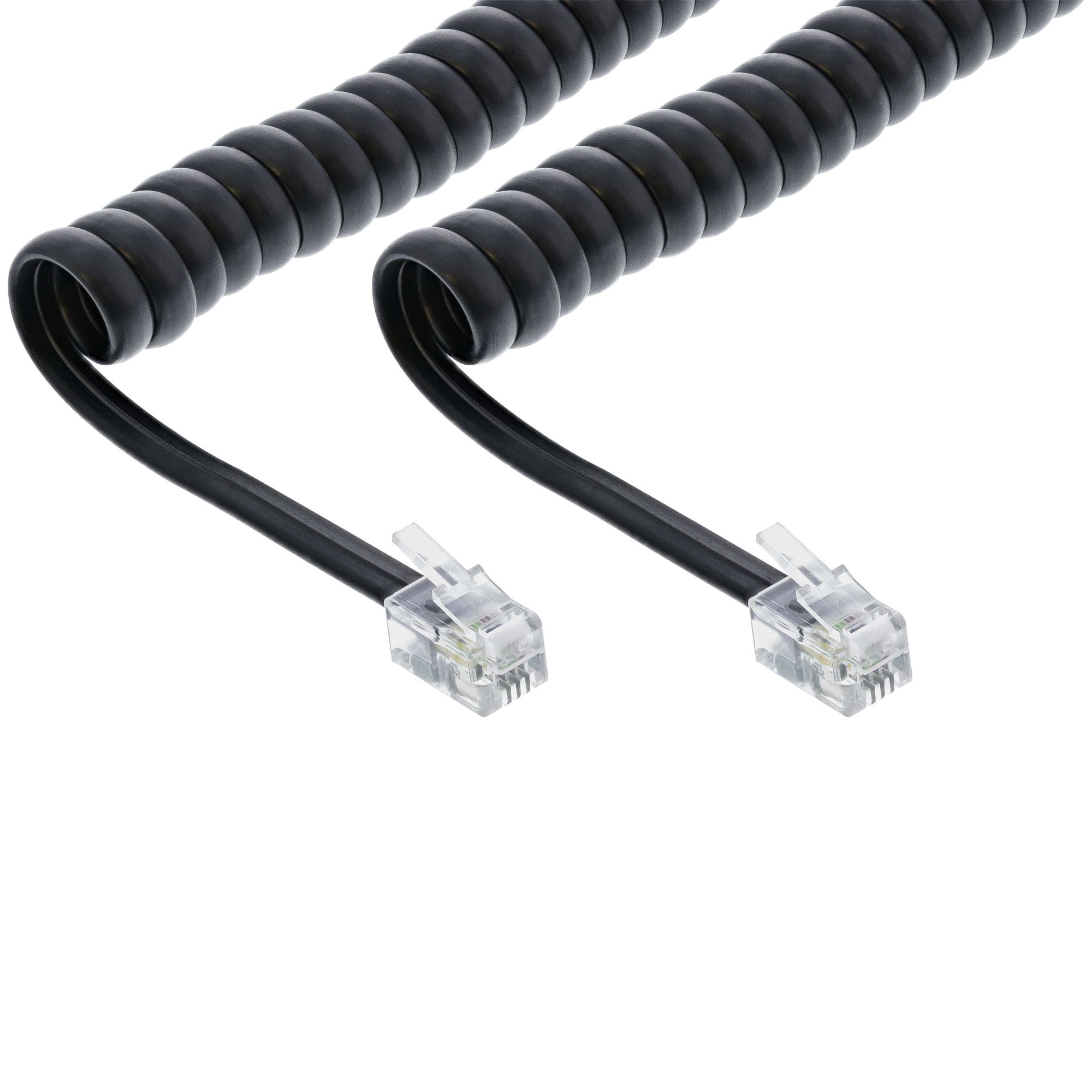 InLine 18895A, 4 m, RJ10, RJ10, Hanstik, Hanstik, Sort