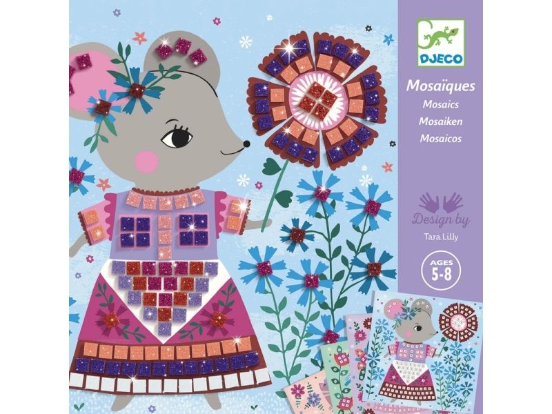 DJECO Lovely Pets Mosaic Kit, Children''s craft kit, 5 År, Flerfarvet
