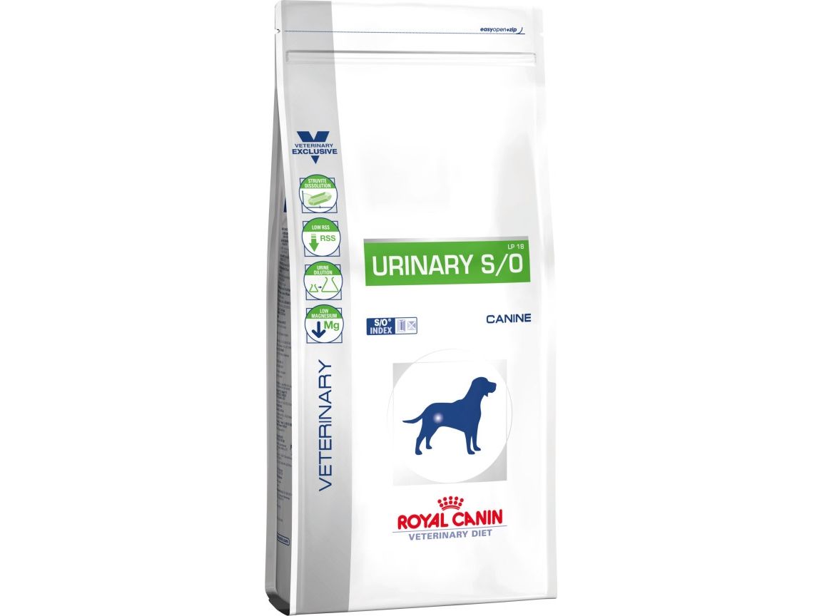 Royal Canin Urinary S/O, Adult, Riese (=45 Kg), Groß (26-44 Kg), Mittelgroß (11-25 Kg), Klein (5-10 Kg), Mini (=4 Kg), 2 Kg