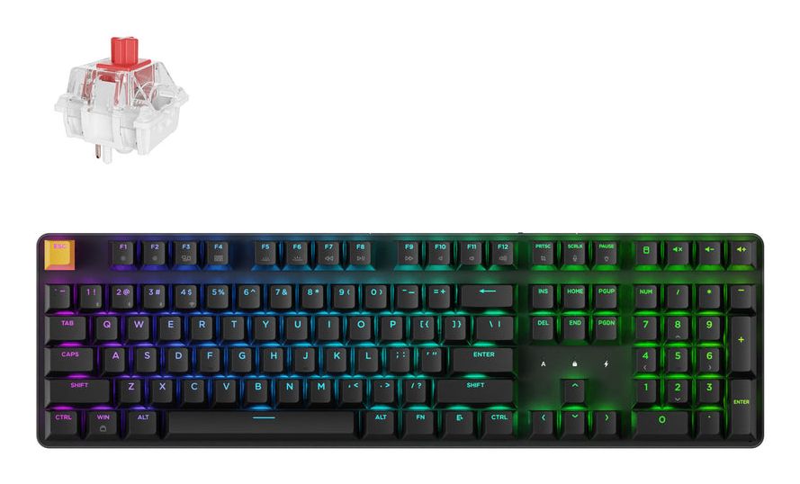 Keychron J5 Wireless Keyboard (Kj5-H1) - Us-Layout - Hot-Swap-Fähig Super Rot - Schwarz (Schwarz) Mechanische Belaida Žaidimų Tastatur
