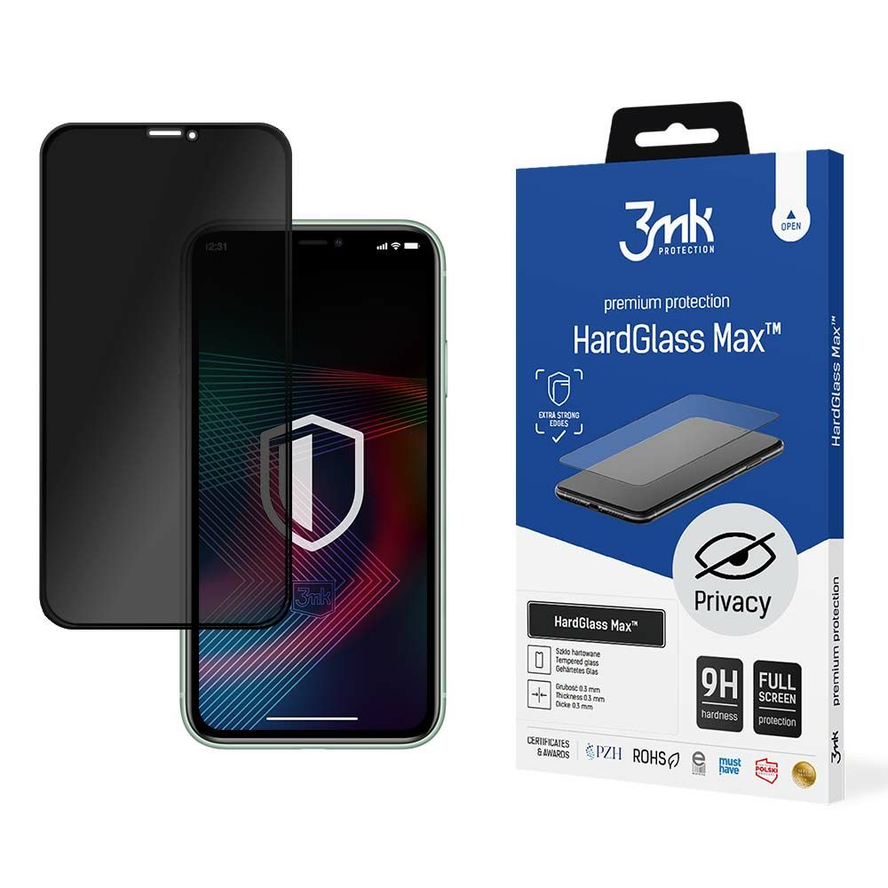 3Mk Hardglassmax Privacy Iphone Xs Black, Apple, Iphone Xs, Staubresistent, Kratzresistent, Schwarz, Transparent, 1 Stück(E)