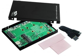 Exsys Ex-3672, Hdd/Ssd Kabinet, 2.5", M.2, Msata, 10 Gbit/Sek., Usb-Tilslutning, Sort