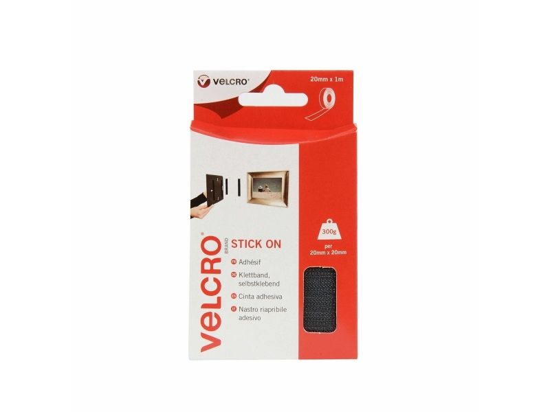 Velcro Selvklæbende Velcro 20 Mm X 1 M Sort