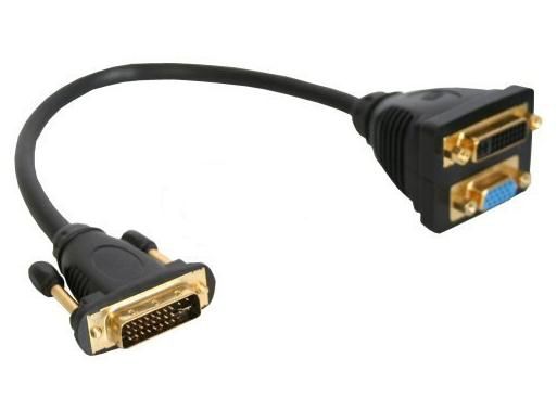 Inline Dvi-I Adapterkabel, Dvi-I Stecker Auf Dvi-I-Buchse + S-Vga Buchse, Dvi-I, Dvi-I + Vga (D-Sub), Schwarz