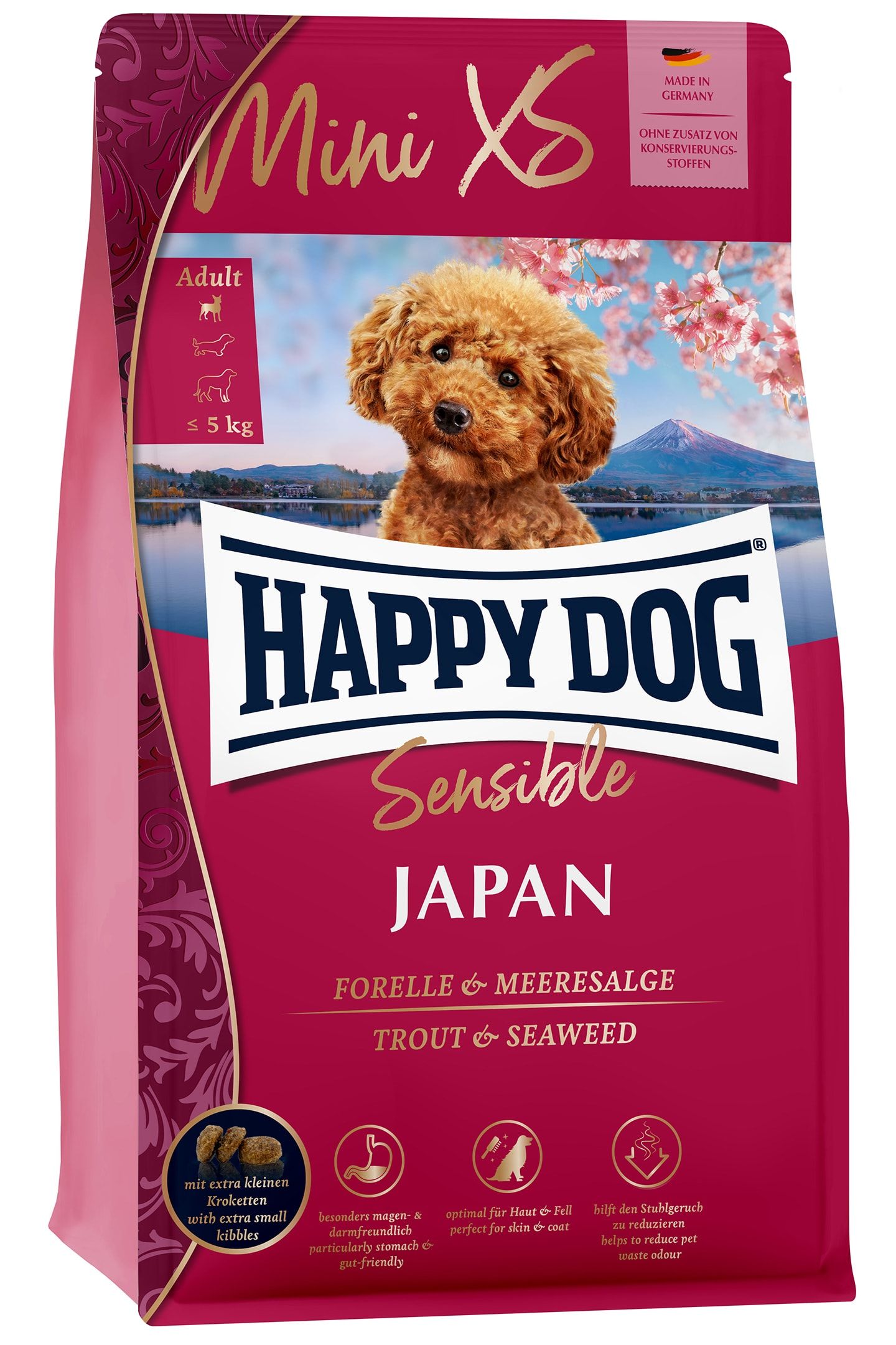 Happy Dog Mini Xs Japan, Adult, Jede Rasse, Huhn, Forelle, 300 G, Gluten-Frei