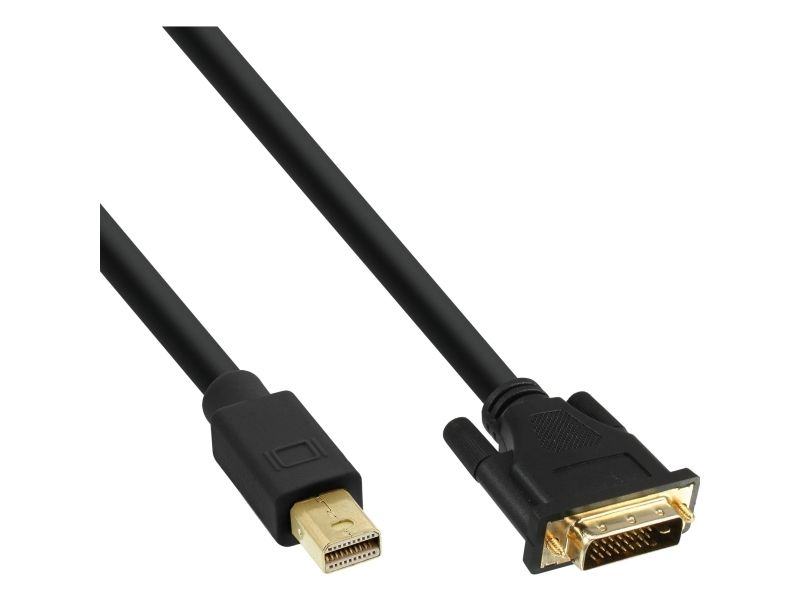 Inline Mini Displayport Zu Dvi Konverter Kabel, Schwarz, 2M, 2 M, Mini Displayport, Dvi-D, Stecker, Stecker, Gold