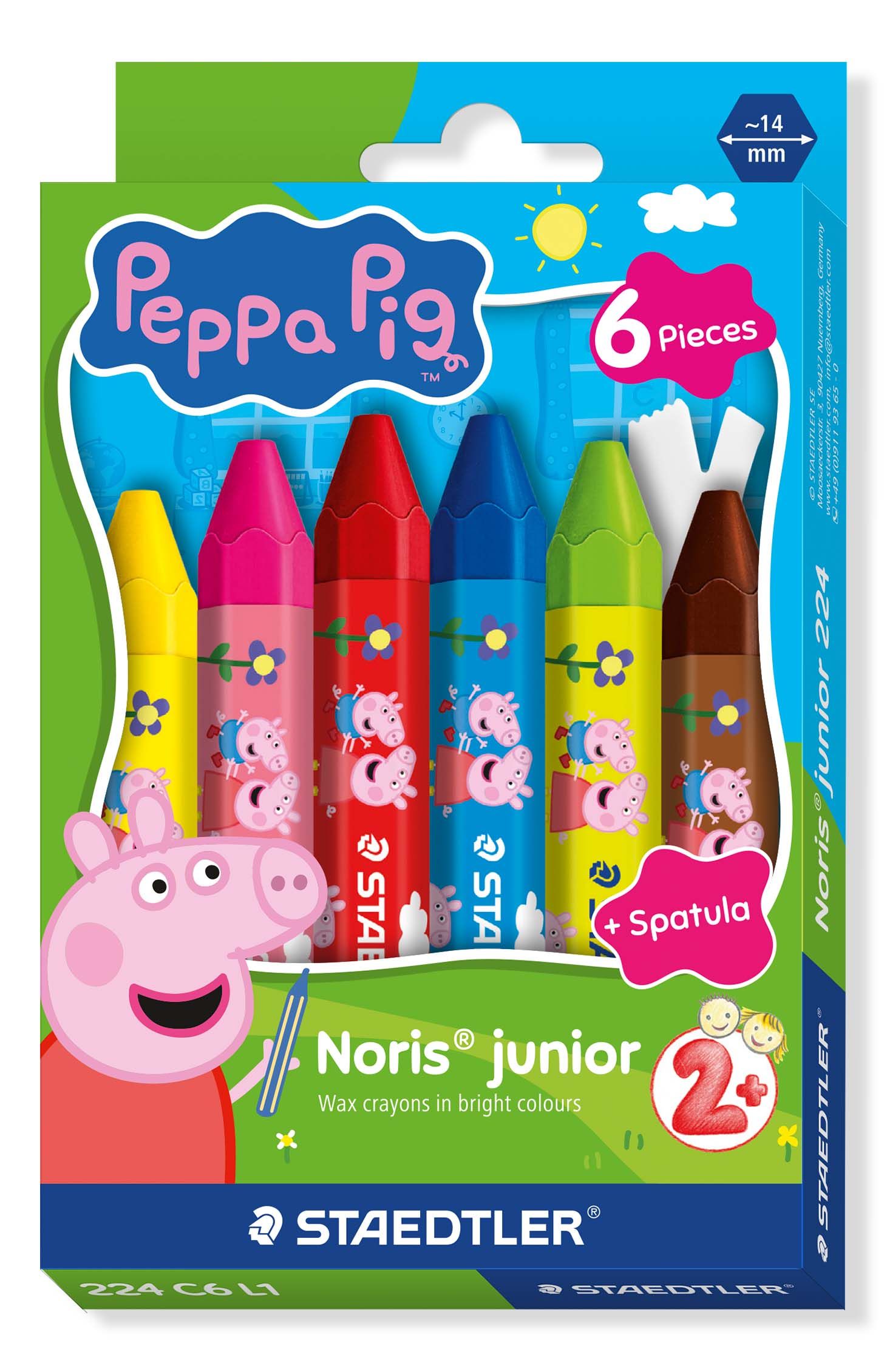STAEDTLER Noris® vaxkrita Gurli Pig - med 6 st. assorterade färger | Skrivredskap - Blyertspennor & pencils - Blyertspennor | GameStuff