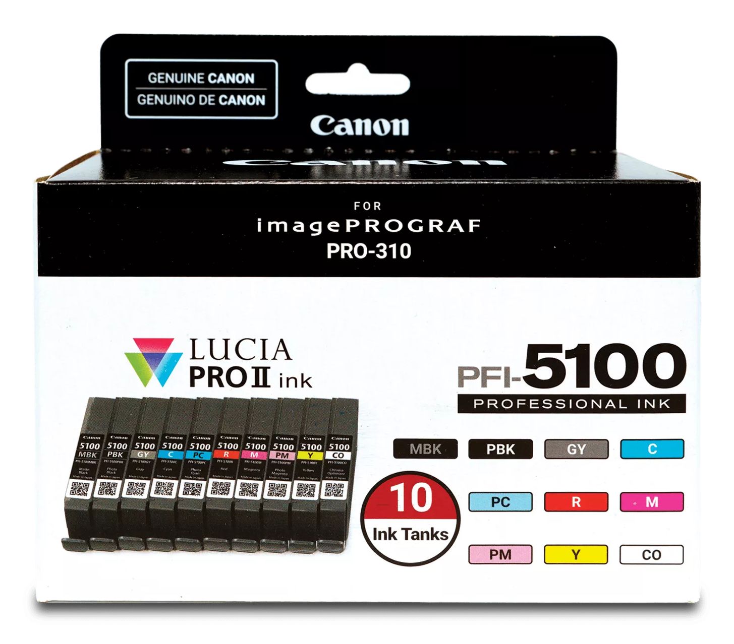 Canon Pfi-5100 Blækpatroner, 10 Stk., Original Til Imageprograf Pro-310