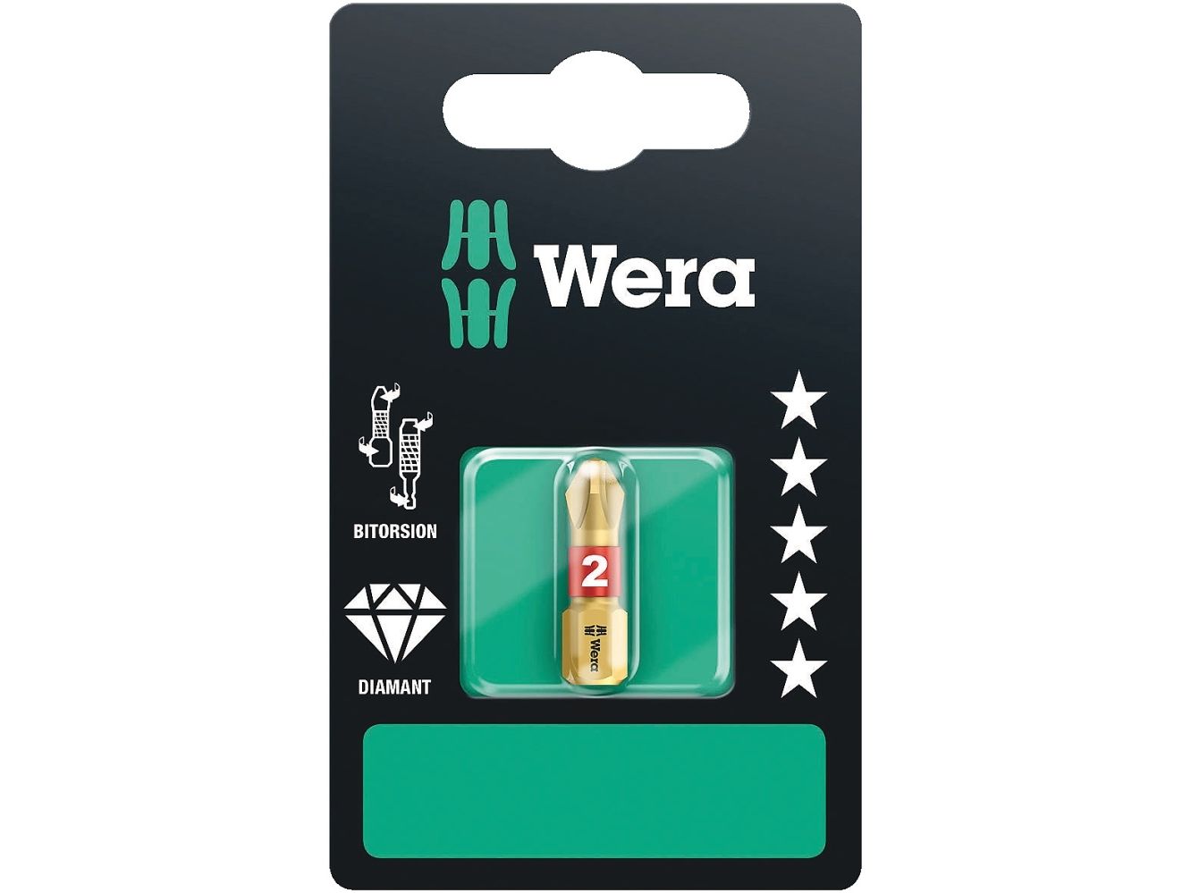Wera krydsklipper PH 2 851/1 BDC SB SiS værktøjsstål diamantbelagt, 1 stk, Hex (metrisk),Phillips, PH 1, 2 mm, 2,5 cm, 25,4 / 4 mm (1 / 4)