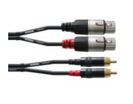 Cordial CFU 1.5 FC, 2 x RCA, Hanstik, 2 x XLR (3-pin), Hanstik, 1,5 m, Sort