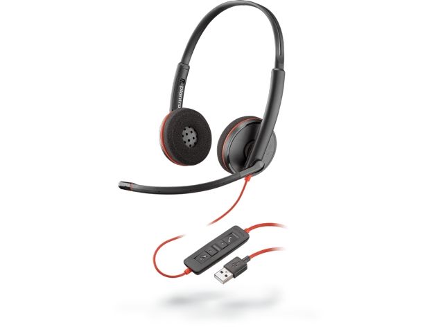 Poly Blackwire C3220, Kabelgebunden, Anrufe/Musik, 20 - 20000 Hz, 118 G, Kopfhörer, Schwarz, Rot