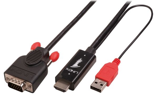 Lindy 3M Hdmi An Vga Kabel, 3 M, Hdmi + Usb, Vga (D-Sub), Männlich, Männlich, Gerade