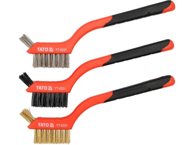 Yato 3-rækkede stålbørster rustfrit stål-messing-nylon 180 mm 3 stk (YT-6351)