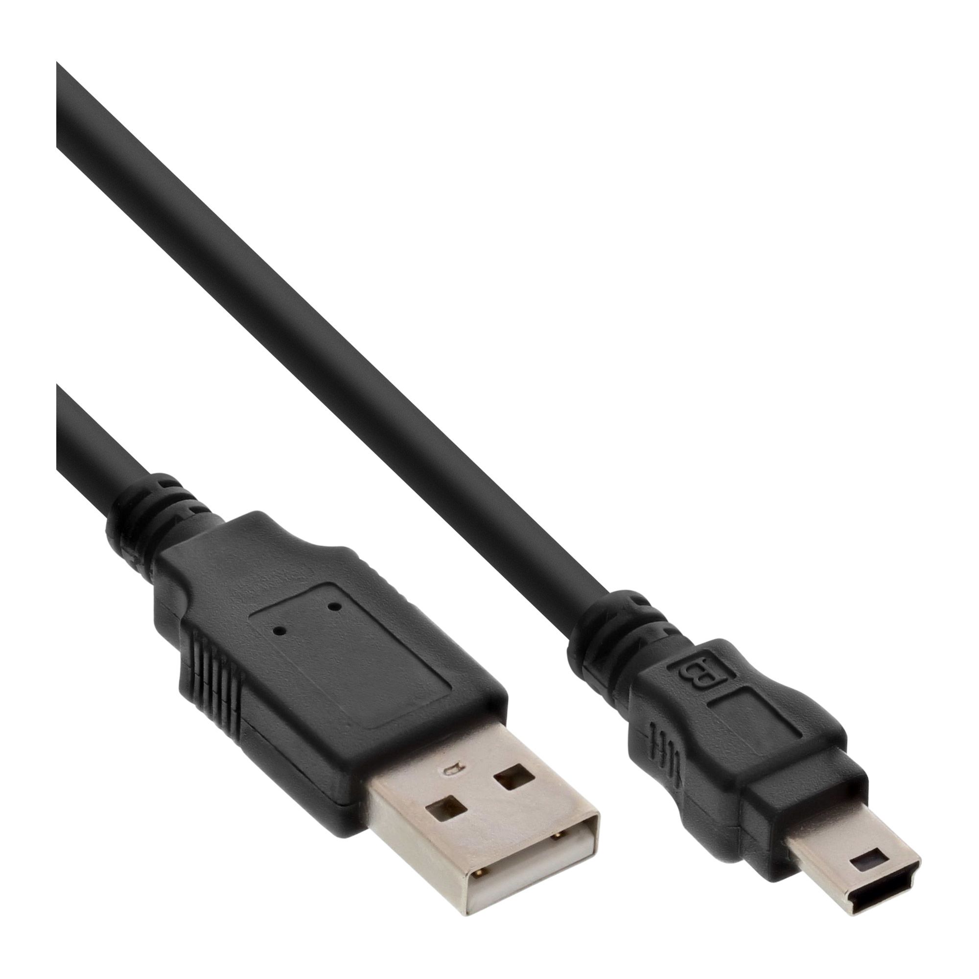 Inline Usb 2.0 Mini-Kabel, Usb A St An Mini-B St (5Pol.), Schwarz, 0,3M, 0,3 M, Usb A, Mini-Usb B, Usb 2.0, Schwarz