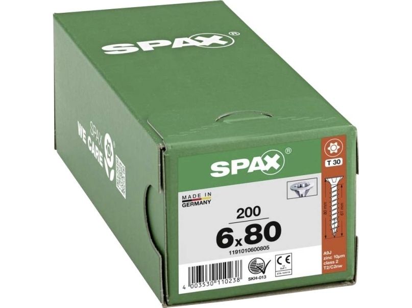 Spax 1191010600805 Holzschraube 6 Mm 80 Mm T-Star Plus Stahl Wirox 200 Stück
