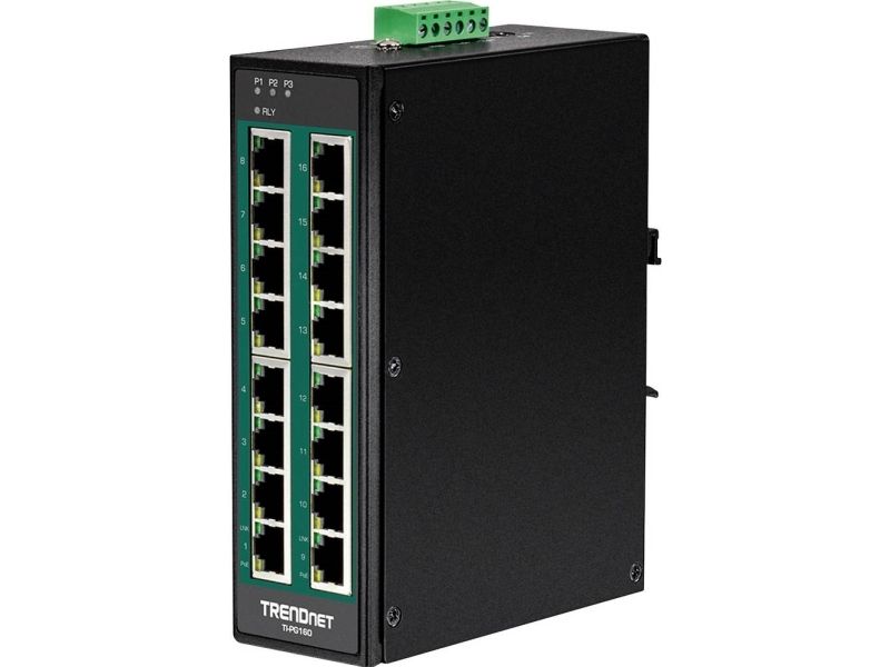 Trendnet Ti-Pg160 - Switch - Ikke Administreret - 16 X 10/100/1000 (Poe+) - Din Monterbar På Skinne, Væg-Monterbar - Poe+ (240 W) - Taa-Kompatibel