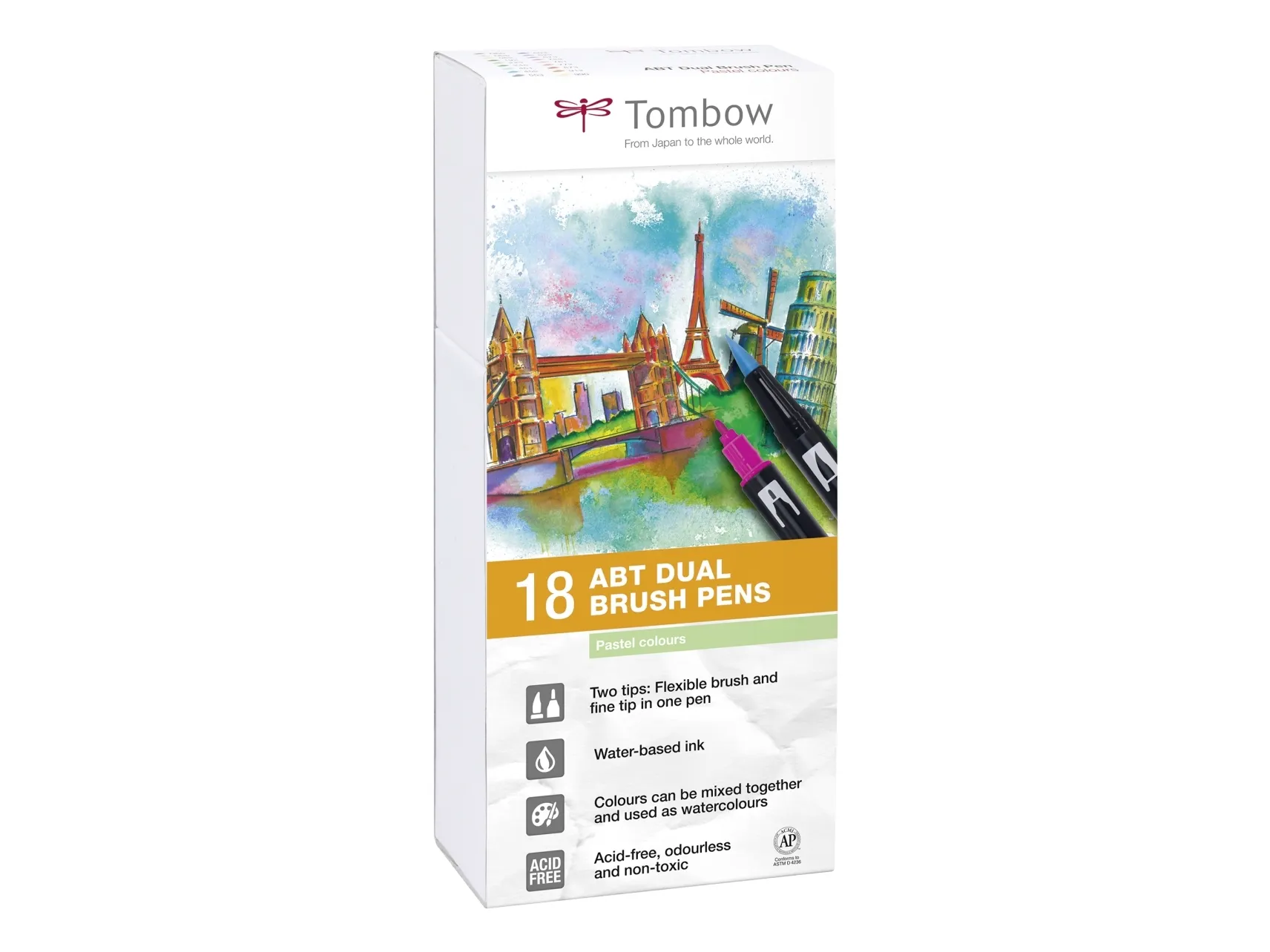 Marker Tombow ABT Dual Brush 18P-5 pastelfarver (sæt) | Skrivredskap - Märkpennor - Permanent Marker | GameStuff