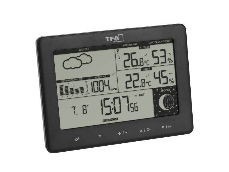 Tfa-Dostmann Elements, Sort, Indendørs Hygrometer, Indendørs Termometer, Udendørs Barometer, Udendørs Hygrometer, Udendørs..., Barometer, Hygrometer,
