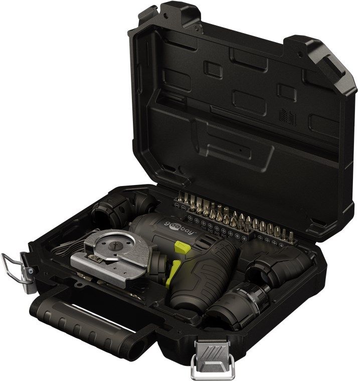 Goobay 77817, Eldriven skruvdragare, Pistolhandtag, Svart, Gul, 200 RPM, 3 dB, Batteri