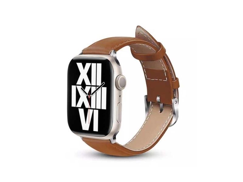 Crong CRG-44NOB-MKA, Urrem, Apple, Apple Watch Series 42/44/45MM, Ægte læder, Brun