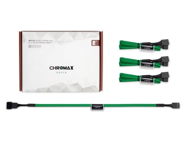 Noctua NA-SEC1 CHROMAX.GREEN, Kabelverlängerung, Grün, 4-polig, Buchse, Buchse, 300 mm