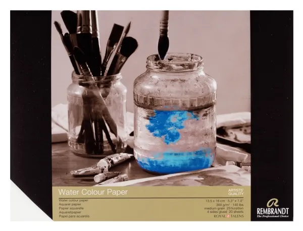 Rembrandt Watercolour paper (25% cotton) | 13.5 x 18 cm, 300 g, 20 sheets