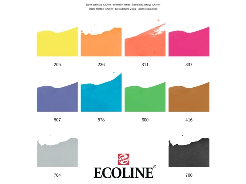 Sæt med vandfarver - Pipetteglas - 30 ml - 10 stk