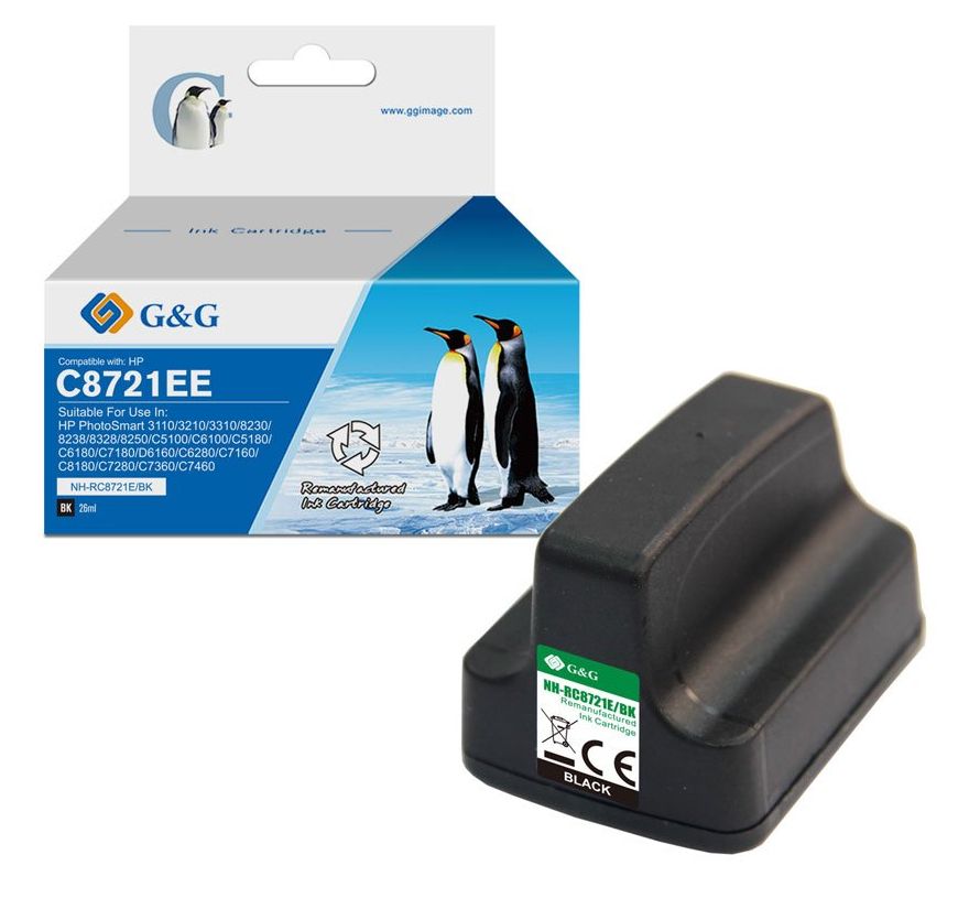 G&G Kompatibel Mit Hp 363/ C8721ee Xl-Druckerpatrone Schwarz, Schwarz, 34 Ml, 1 Stück(E), 1000 Seiten, Einzelpackung