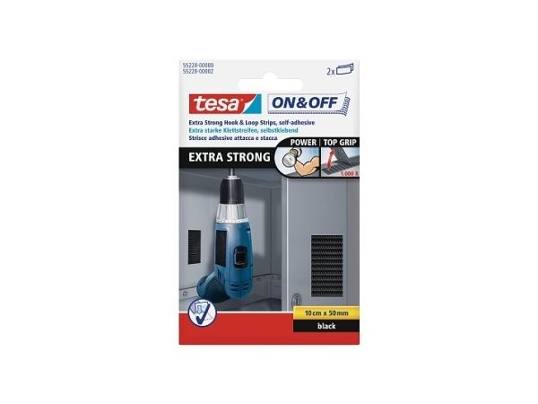 tesa On & Off Extra Strong hvid hook and loop monteringsklæbestrimler pakke med 2