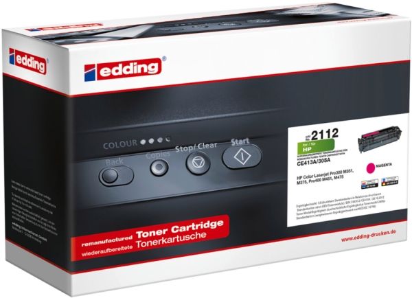 Edding Edd-2112 Tonere Single Ersetzt Hp 305A (Ce413a) Magenta 2600 Sider Kompatibel Tonerkassette