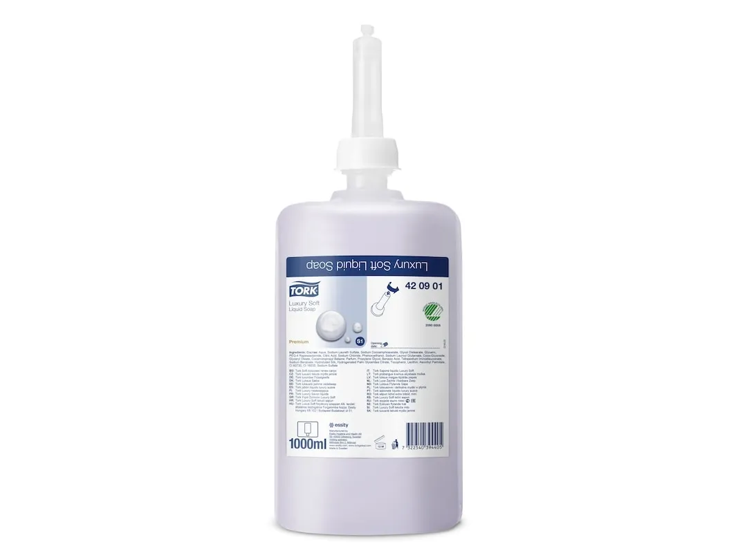 Håndsæber, Tork Premium Luxury Soft, S1, 1 l, syrenfarvet, pakke med 6 stk