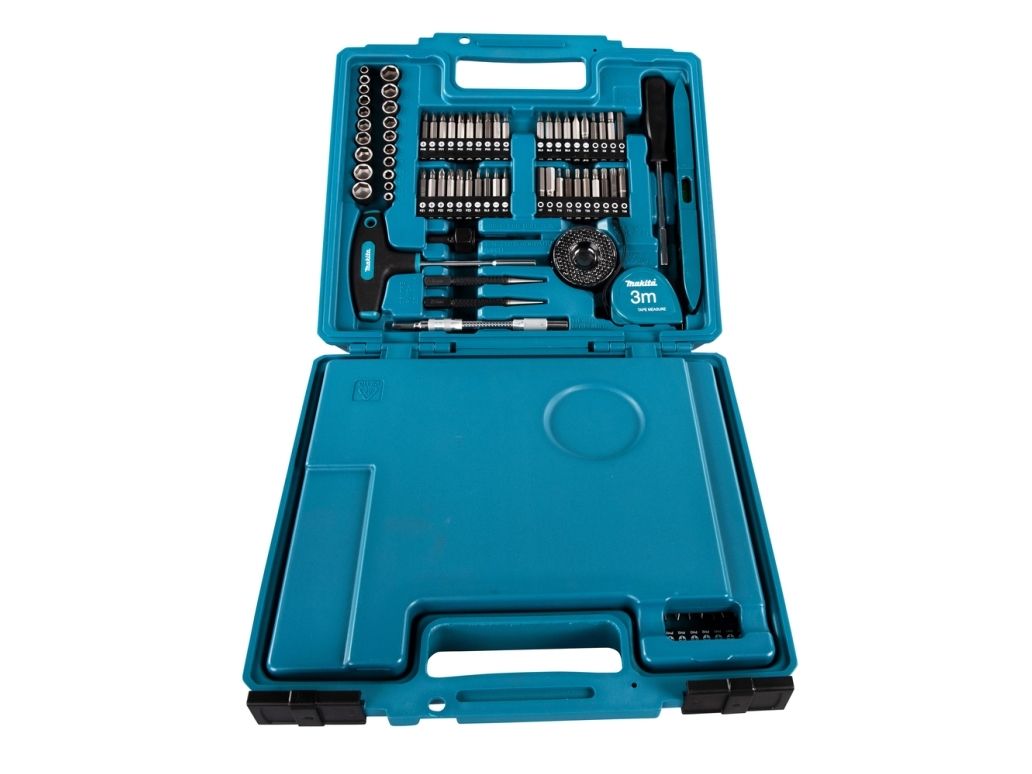 Makita - Skruetrækker, Borebit, Sokkel Og Hulsavssæt - Forsænkning, Spadebit - 212 Stykker - Torx, Phillips, Pozidriv, Hex, Slot, Square - Sekskantet