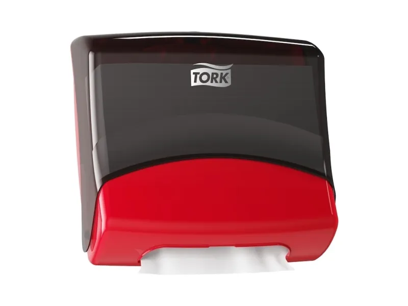 Dispenser Tork for Folded W4, bordsdukar i toppförpackning, väggmonterad, röd | Rengöring - Avtorkning - Toalettpapper och dispensrar | GameStuff
