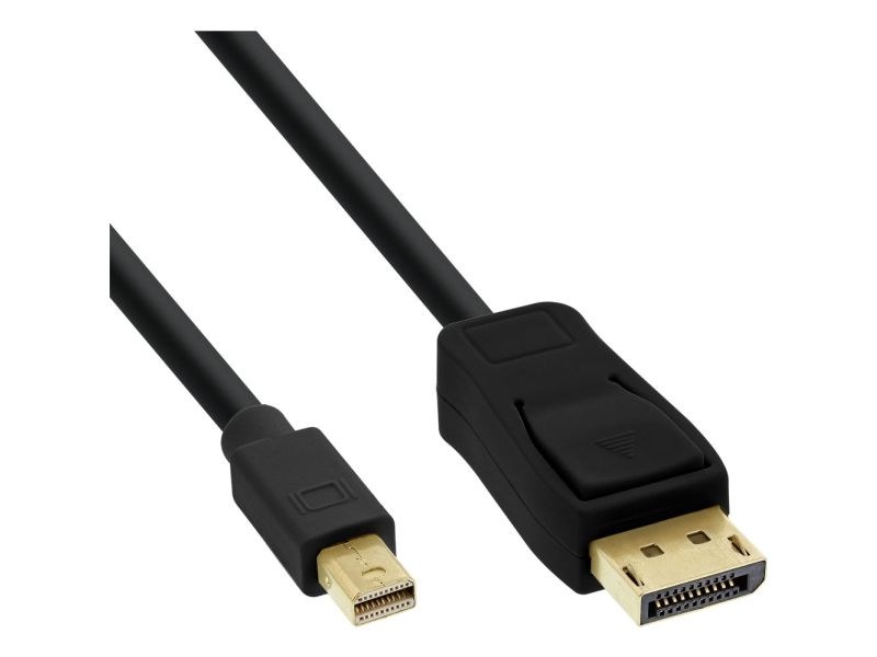 Inline Mini Displayport Zu Displayport Kabel, Schwarz, 3M, 3 M, Mini Displayport, Displayport, Stecker, Stecker, 3840 X 2160 Pixel