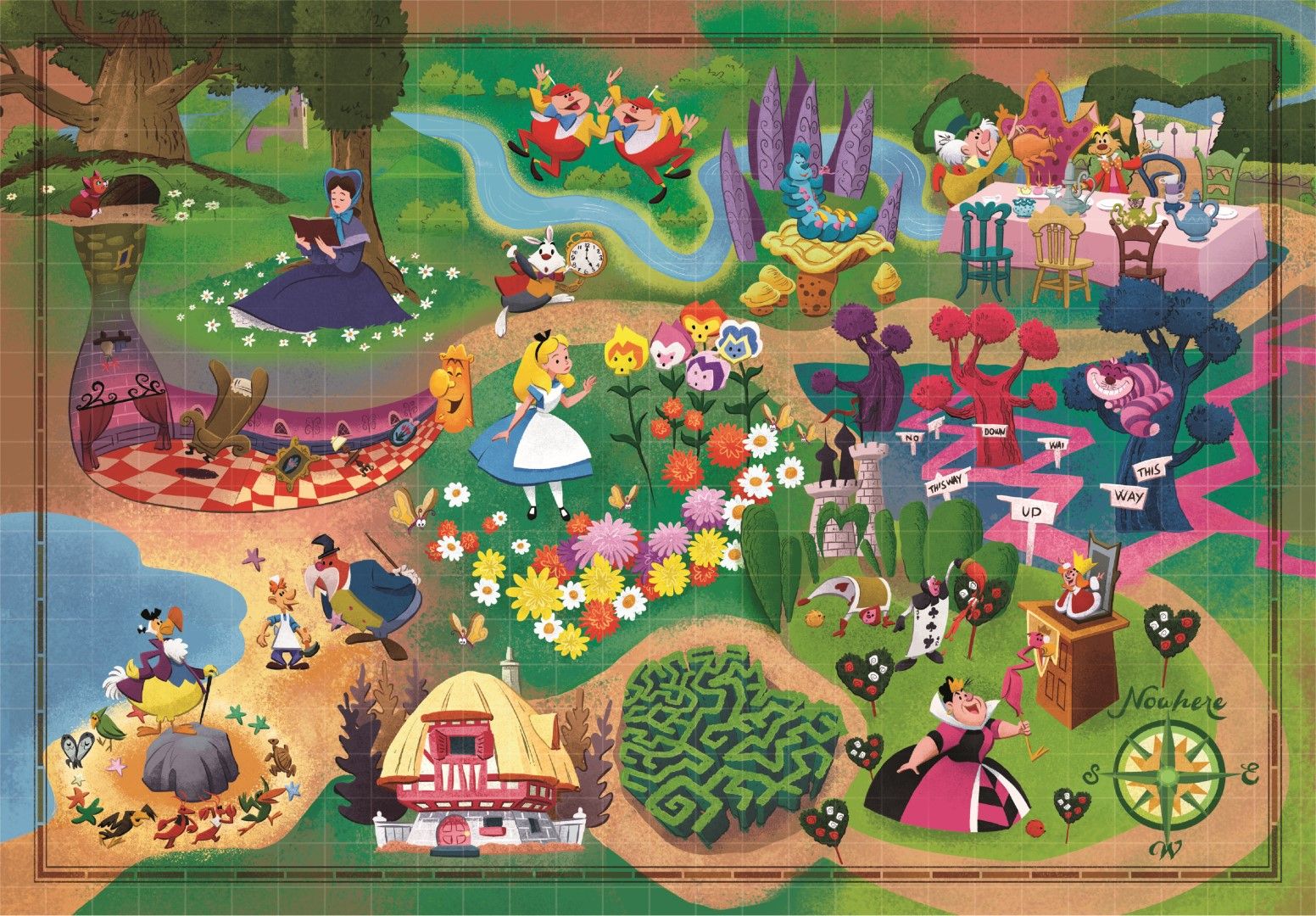 Clementoni Puzzle Story Maps Alice in Wonderland 1000 pieces 2D Puslespil