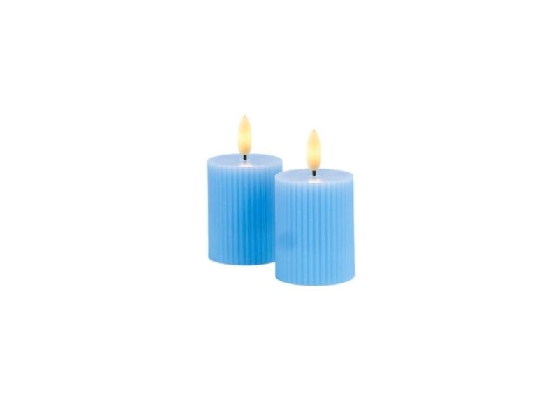Sirius Smilla Wiederaufladbarer Mini-Blockkerzenleuchter - Blau - 2Er-Set