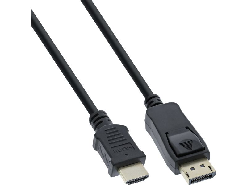 Inline Displayport Zu Hdmi Konverter Kabel, Schwarz, 3M, 3 M, Displayport, Hdmi Typ A (Standard), Stecker, Stecker, Gold