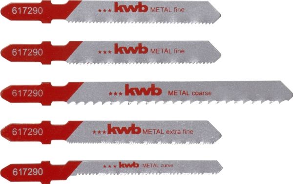 Kwb 617290, Stiksavklinger, Aluminium, Metalplader, Høj-Hastighed Stål (Hss), Rød, Rustfrit Stål, 5 Stk, Blister