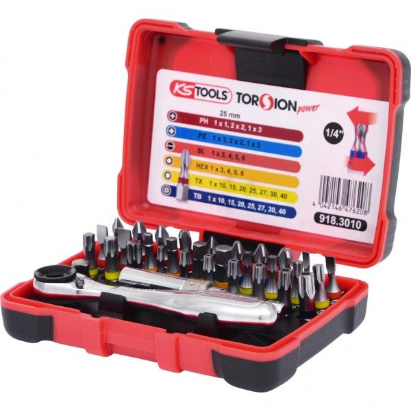Ks Tools 918.3010, 32 Stück(E), Ph 1, Ph 2, Ph 3, Pz 1, Pz 2, Pz 3, T10, T15, T20, T25, T27, T30, T40, Nickel-Stahl, 353 G