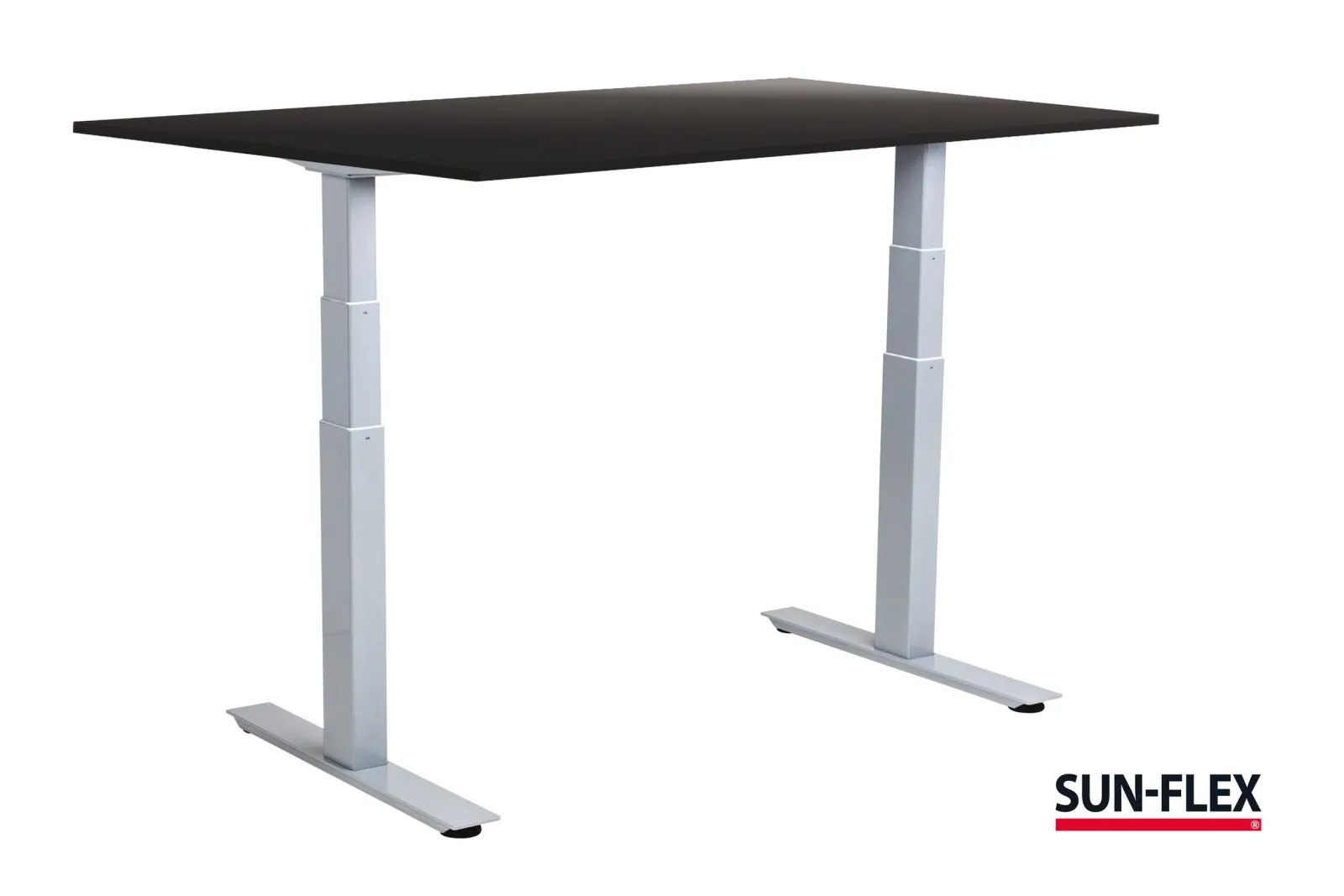 SUN-FLEX®EASYDESK ADAPT VI, White Aluminium, Blacklaminate, 160*80 | Möbler - Bord - Kontorsbord | GameStuff