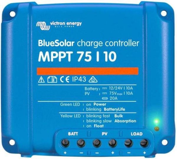 Victron Energy BlueSolar PWM Charge Controller LCD-USB 12/24 V 10 A solcelleregulator