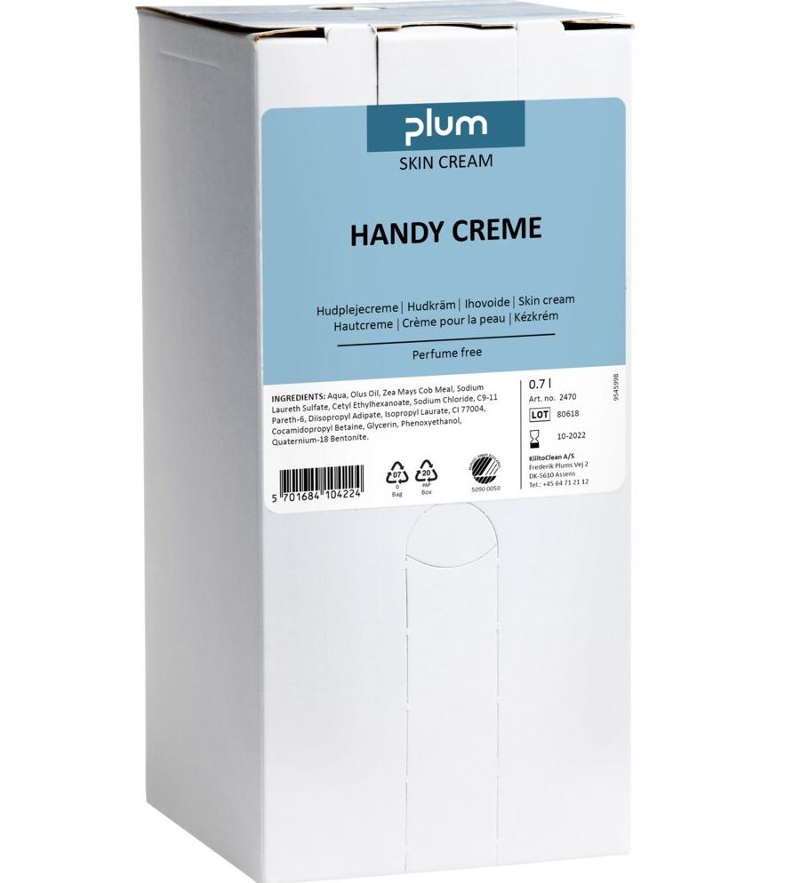Plum Handy Crème - 0,7 liter bag-in-box MP | Håndrengøring & pleje | Personlig hygienje | Professionel Hygiejne