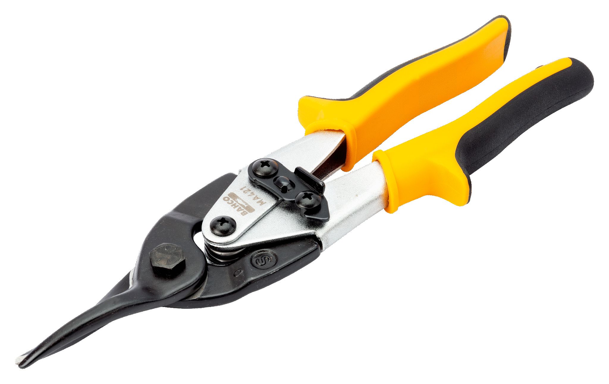 Bahco Figurenschere gerader Schnitt mit höherer Kraft durch Hebelübersetzung und gelben Griffen für bis zu 1,5 mm, 400 g