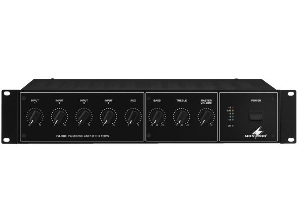 Monacor PA-900, 2%, 92 dB, 4 ohm (O), 120 W, 50 - 15000 Hz, XLR / RCA