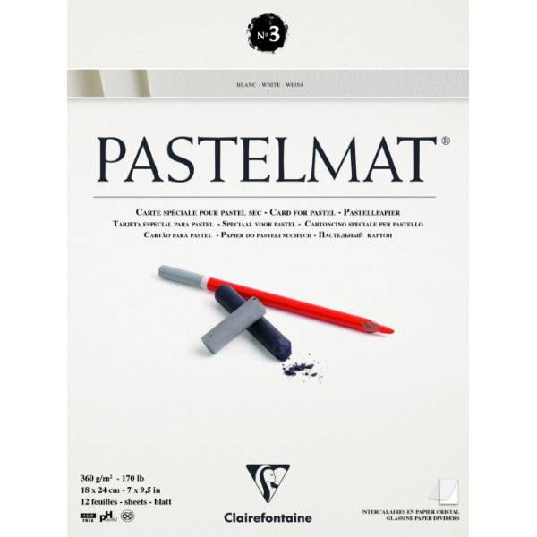 Clairefontaine PASTELMAT paper nr.3- 18x24 cm - 12 ark hvid