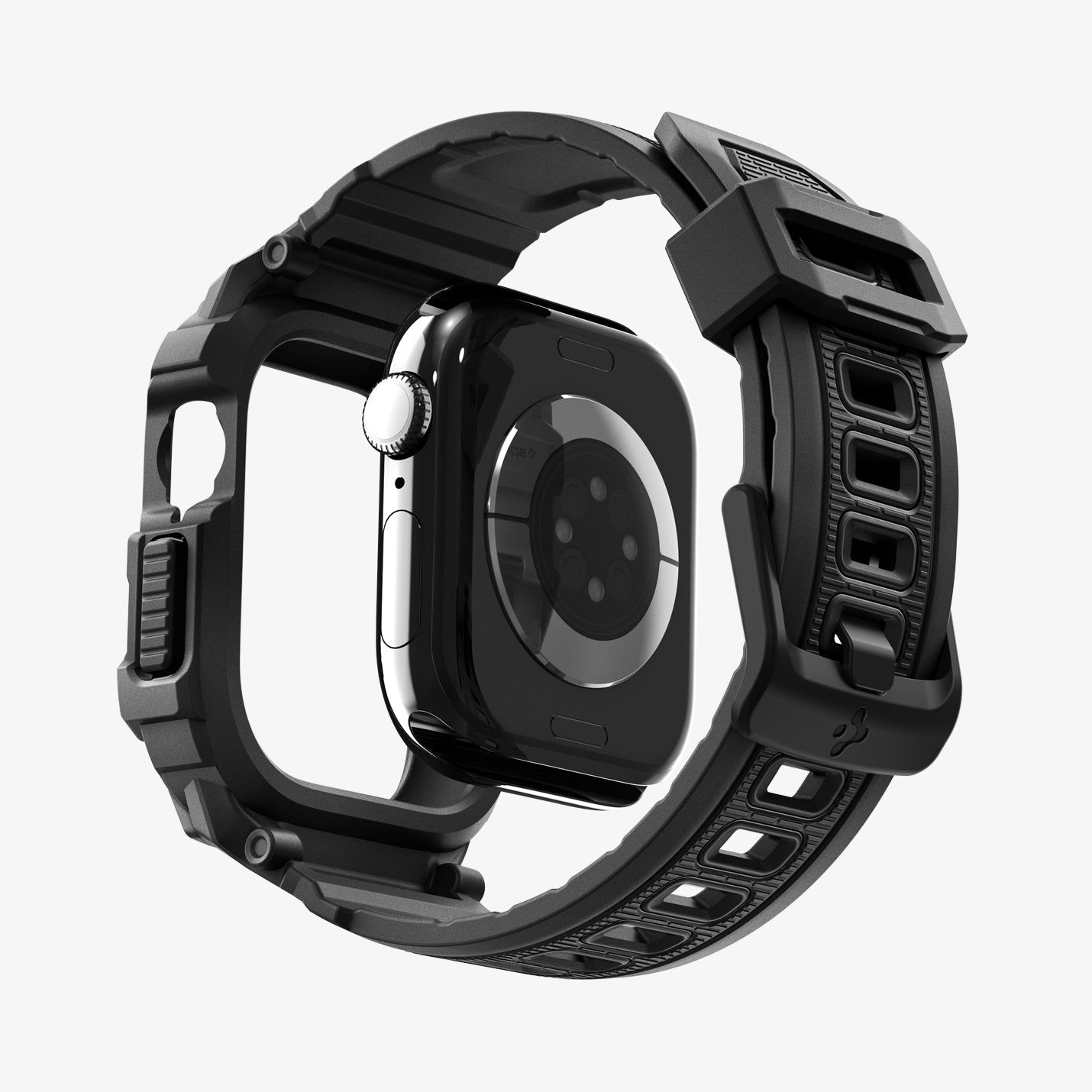 Spigen Rugged Armor Pro 2, Watch case, Apple, Watch 11 (46mm), Watch 10 (46mm), Termoplastisk polyurethan (TPU), Sort, Stødresistent, Slagbestandig