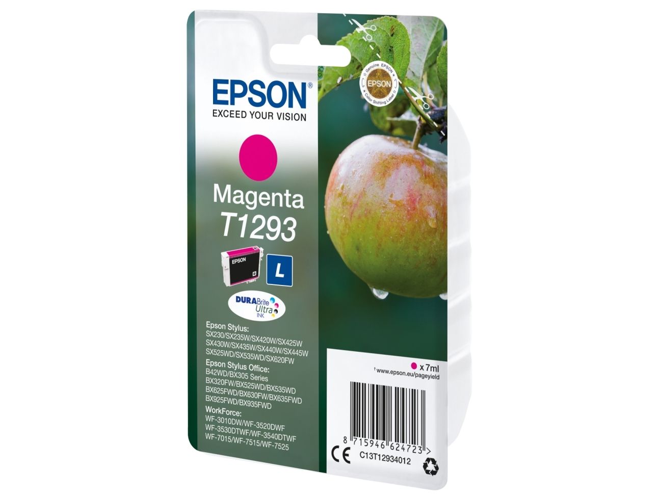 Epson Apple Singlepack Magenta T1293 Durabrite Ultra Ink, Tinte Auf Pigmentbasis, 7 Ml, 378 Seiten, 1 Stück(E)
