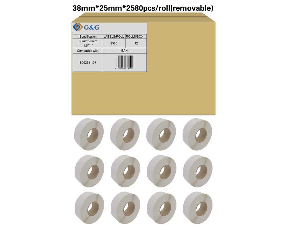 G&G 19803, Hvid, Selvklæbende Printeretiket, Rulle, Rektandel, Zebra, Zebra Gc420d Zebra Gc420t Zebra Gk420d Zebra Gk420t Zebra Gx420d Zebra Gx420t Z