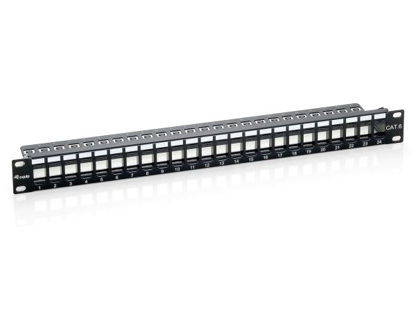 Equip 24-Port Keystone Cat.6 Ungeschirmtes Patch Panel, Schwarz, Cat6, Schwarz, Rackeinbau, 1U, 44 Mm, 483 Mm