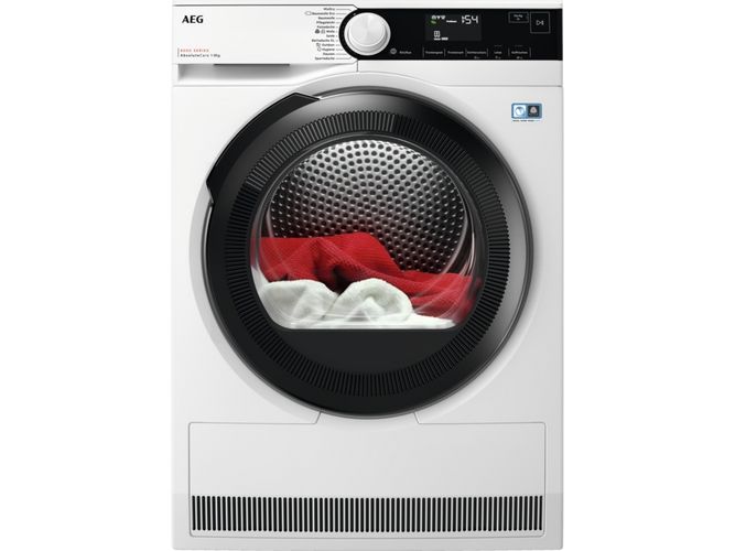 AEG Series 8000 TR8T70680, Fritstående, Front-læsning, Varmepumpe, Hvid, Dreje, Glasdør